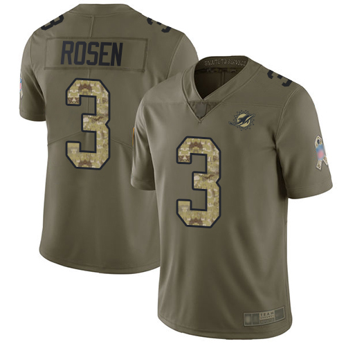 Nike Miami Dolphins #3 Josh Rosen Olive Camo Men Stitched NFL Limited 2017 Salute To Service Jersey